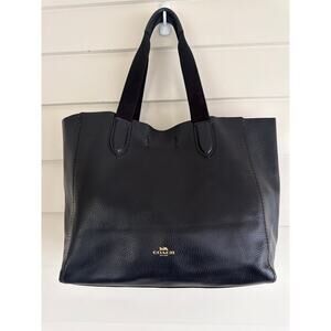 Coach Black Leather Derby Tote with Gold Logo Capsule Minimalist Elevated Basics